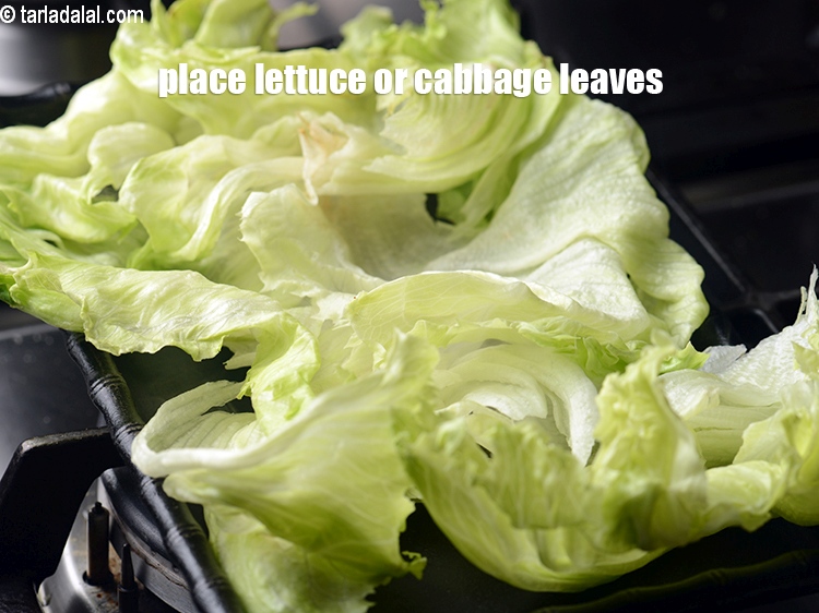 Step 36 – Place the lettuce or cabbage&nbsp;leaves.