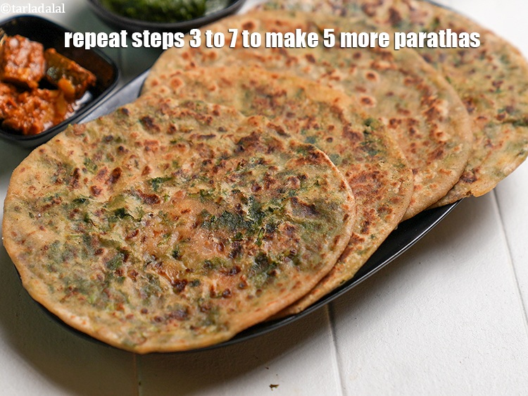 Step 36 – Repeat steps 3 to 7 to make 5 more parathas.