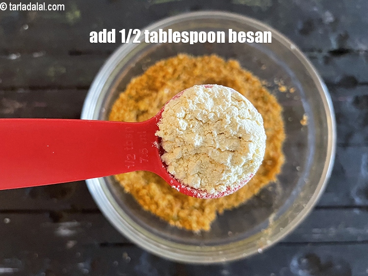 Step 35 – Add&nbsp;<meta charset="UTF-8" />1/2 tbsp&nbsp;<a href="glossary-besan-chana-dal-flour-bengal-gram-flour-952i">besan (bengal gram flour)</a>.