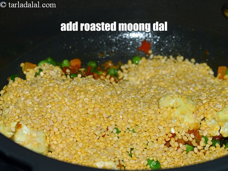 Step 36 – Add the roasted moong dal.