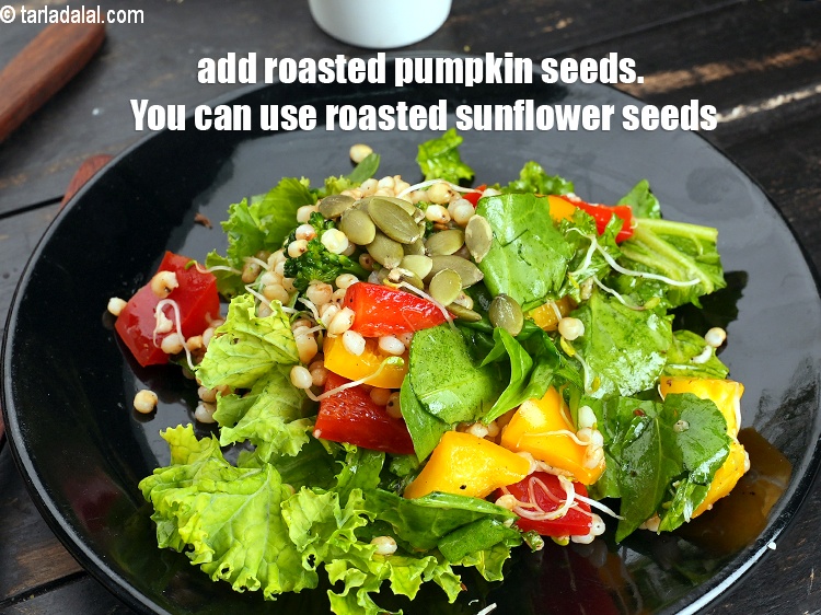 Step 35 – Add&nbsp;<meta charset="UTF-8" />1 tsp&nbsp;<a href="glossary-roasted-pumpkin-seeds-2699i">roasted pumpkin seeds</a>. You can use roasted sunflower seeds.