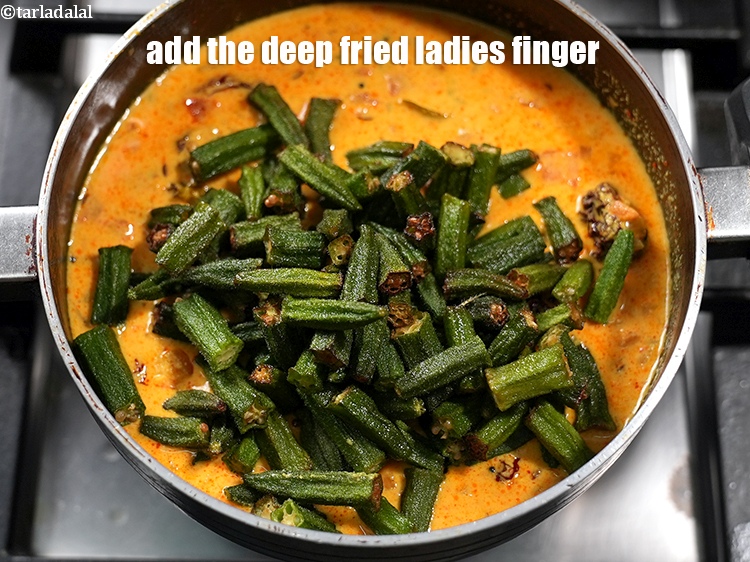 Step 35 – <p>Add the deep fried ladies finger.</p>