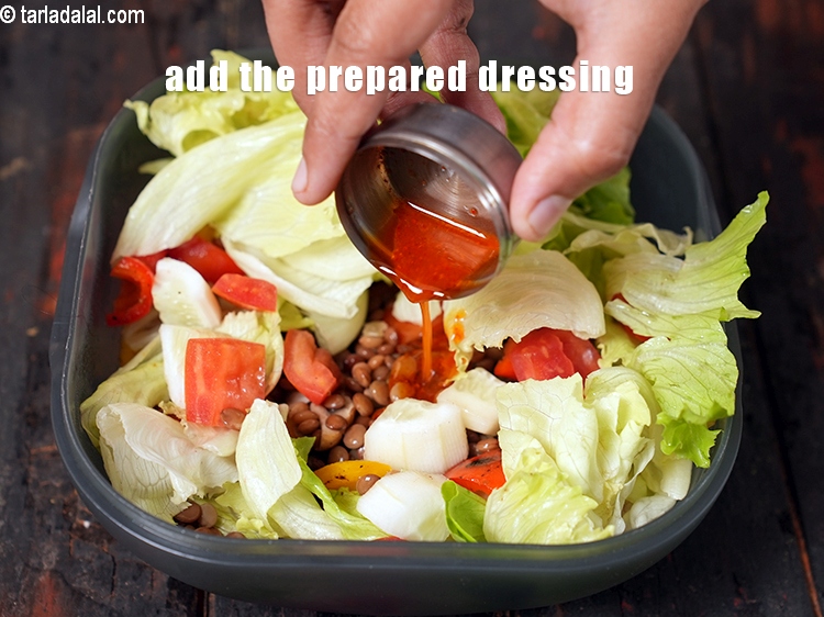 Step 35 – Just before eating, mix the dressing.