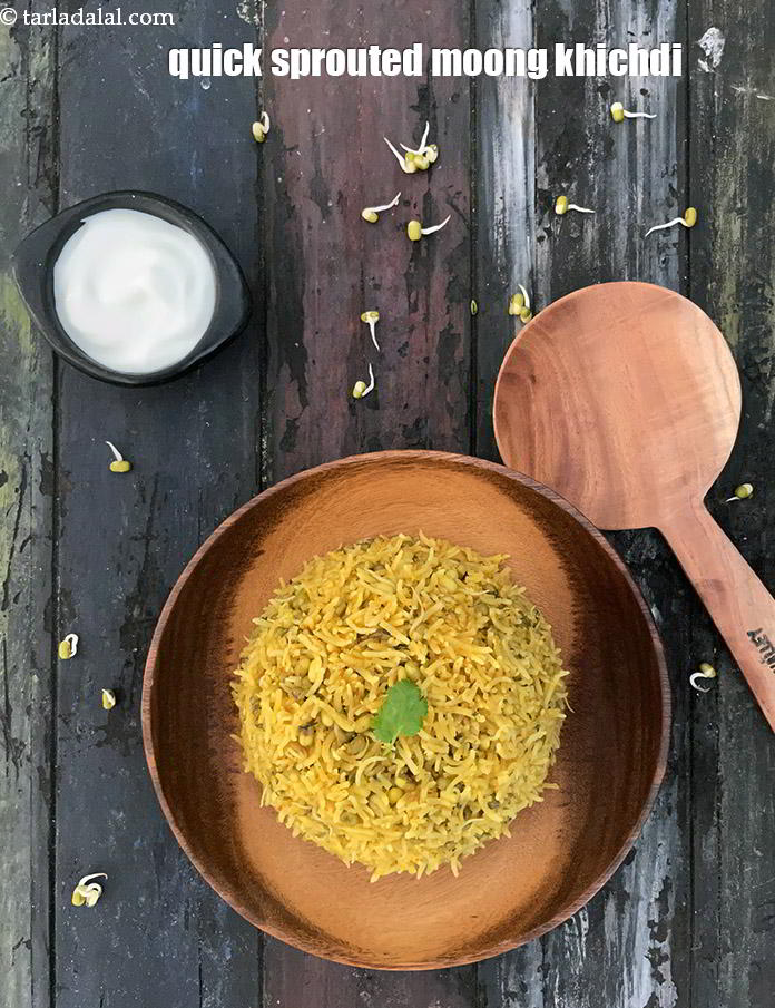 Step 36 – Serve <strong>sprouted moong khichdi | microwave&nbsp;sprouted moong khichdi | quick and easy Indian khichdi |&nbsp;</strong>hot …