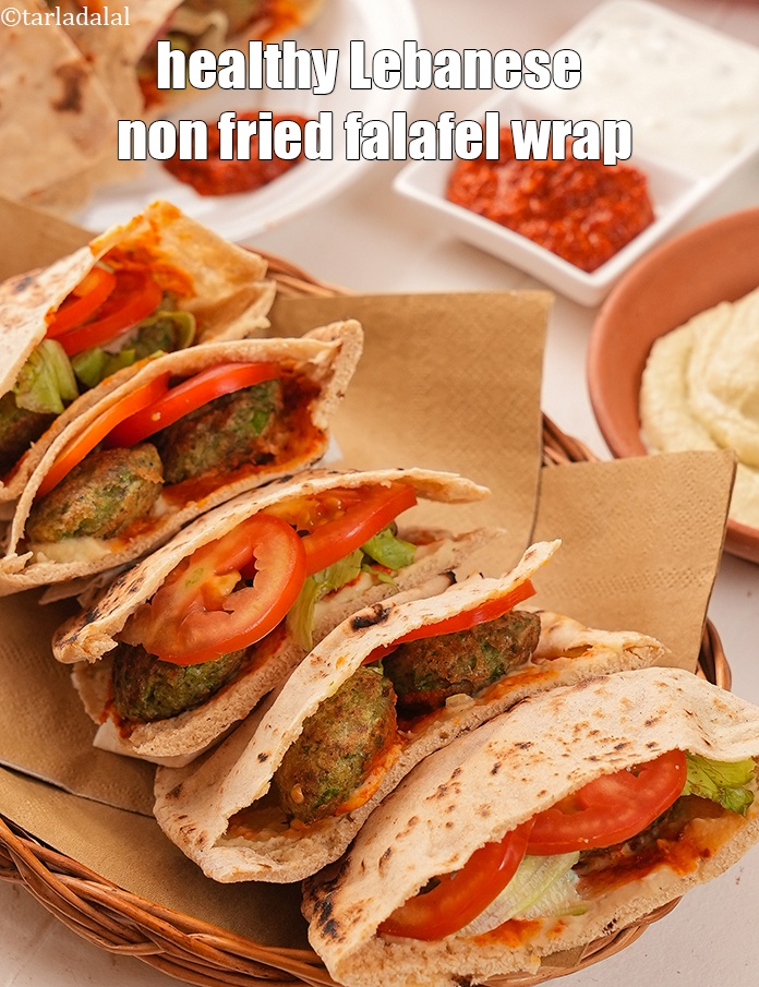 Step 38 – Serve <strong>falafel in whole wheat pita pockets recipe | &nbsp;healthy Lebanese non fried falafel wrap …