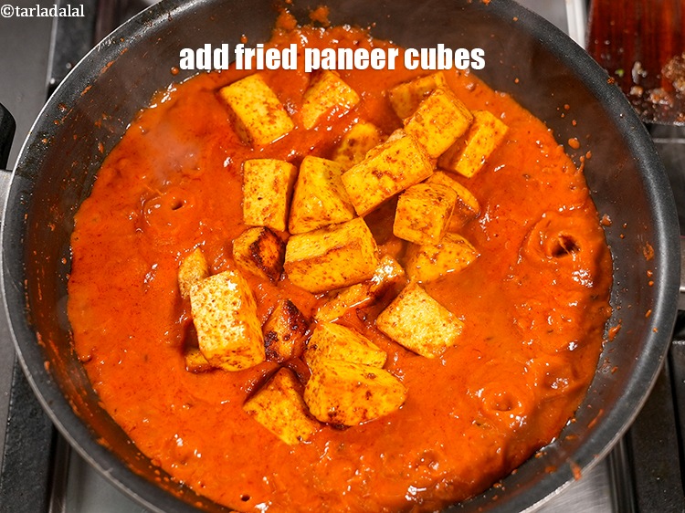Step 36 – Add fried paneer cubes.