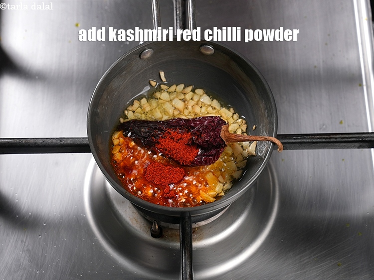 Step 40 – Add &frac12; tsp&nbsp;<a href="https://www.tarladalal.com/glossary-kashmiri-red-chilli-powder-kashmiri-mirch-powder-2684i">kashmiri red chilli powder</a>.