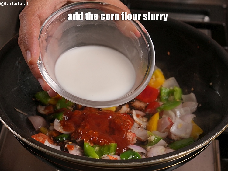 Step 36 – Add the corn flour slurry.