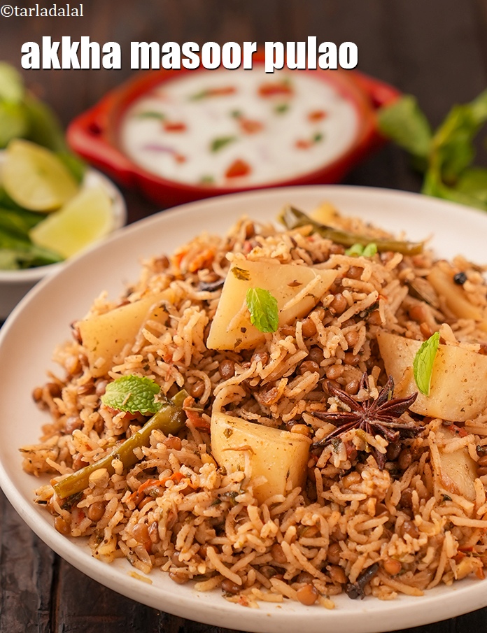 Step 36 – Serve<strong> masoor pulao recipe | akkha masoor pulao | khada masoor pulao |</strong> hot.