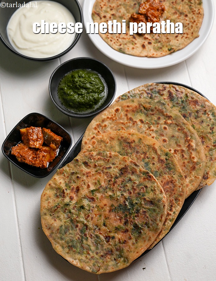 Step 37 – Serve <strong>methi cheese paratha recipe | cheese methi paratha | fenugreek cheese stuffed paratha |</strong> …