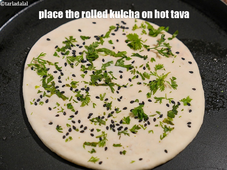 Step 37 – Place the rolled kulcha on hot tava.&nbsp;