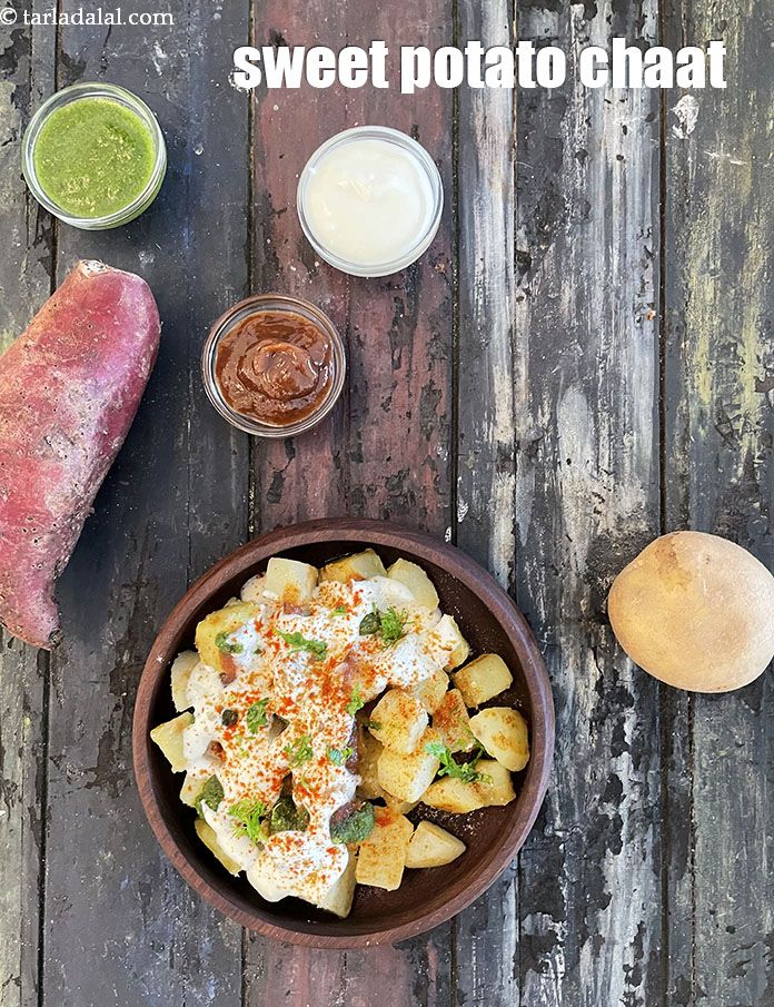 Step 36 – <meta charset="UTF-8" />Serve Aloo Aur Shakarkand ki Chaat immediately.