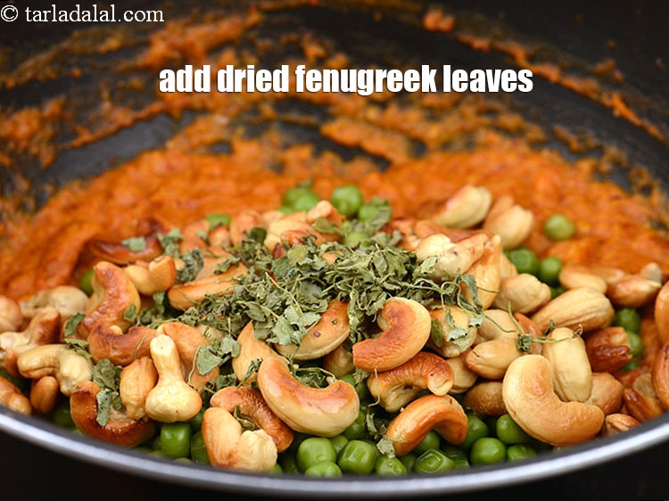 Step 35 – Add 2 tsp <a href="https://www.tarladalal.com/glossary-dried-fenugreek-leaves-kasuri-methi-374i">dried fenugreek leaves (kasuri methi)</a>.