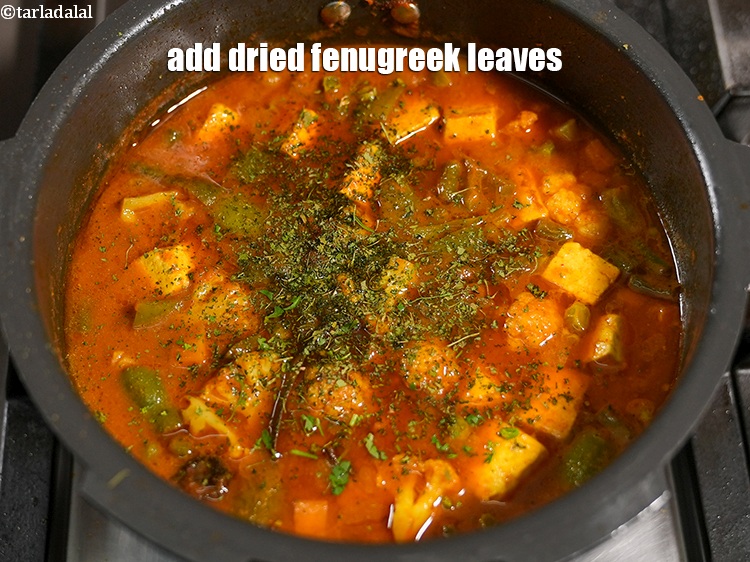 Step 37 – Add 1 tbsp <a href="https://www.tarladalal.com/glossary-dried-fenugreek-leaves-kasuri-methi-374i">dried fenugreek leaves (kasuri methi)</a>.