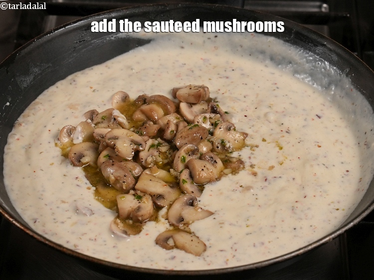 Step 38 – Add the sauteed mushrooms.