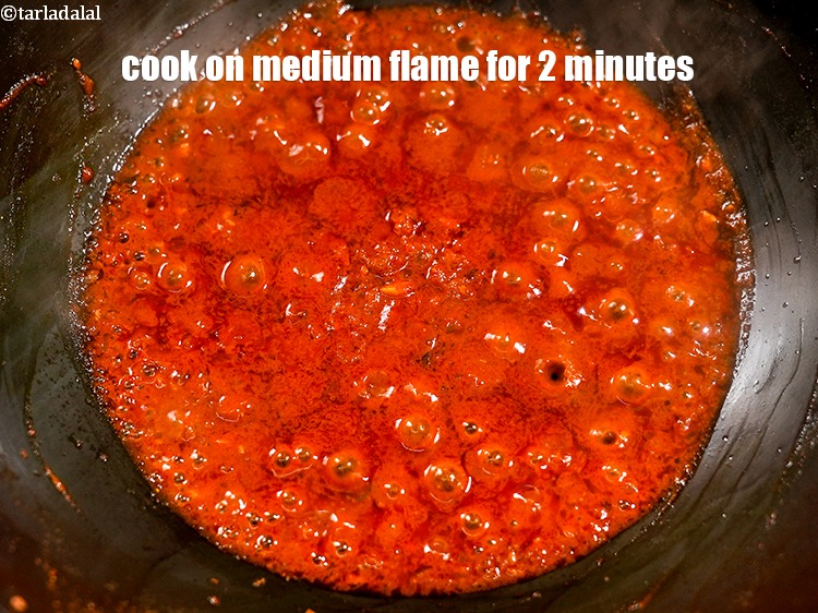 Step 38 – <p>Mix well and cook on medium flame for 2 minutes, while stirring occasionally.&nbsp;</p>