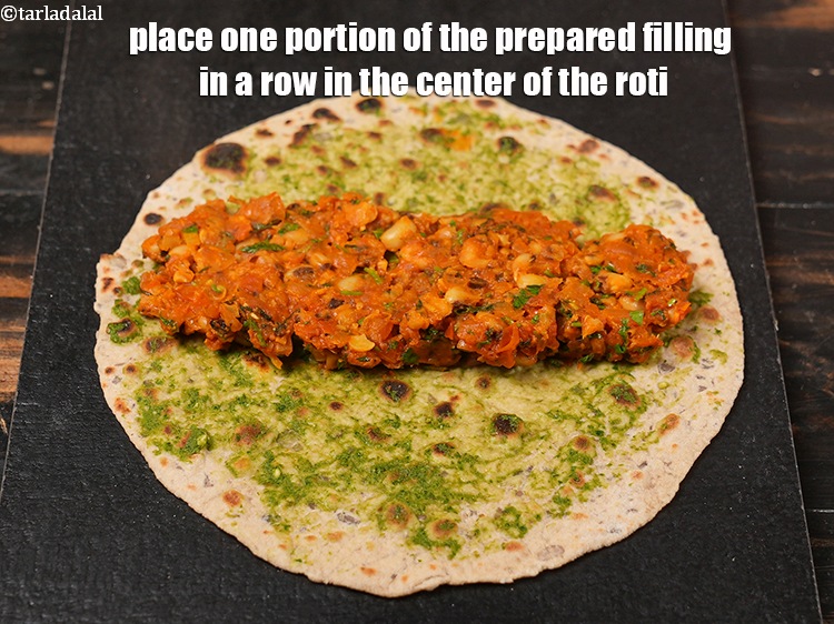 Step 37 – Place one portion of the prepared filling in a row in the center of the …