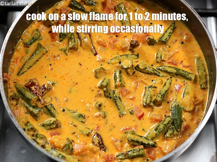 Step 37 – <p>Cook on a slow flame for 1 to 2 minutes, while stirring occasionally.</p>