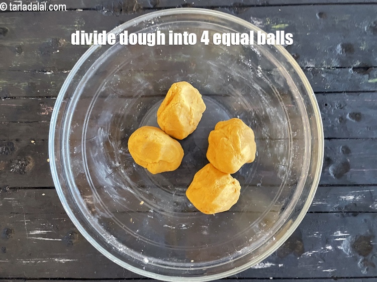 Step 37 – To make <strong>baked bhakarwadi recipe | healthy&nbsp;baked bhakarwadi | Maharashtrian&nbsp;baked snack |&nbsp;</strong>divide the dough into …