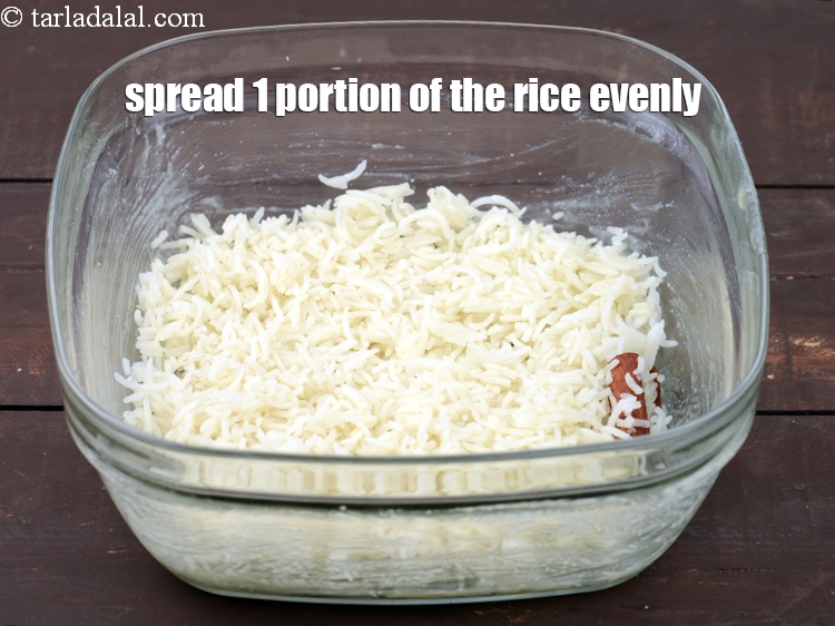 Step 39 – Spread 1 portion of the rice evenly.