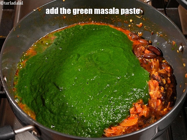 Step 38 – Add the green masala paste.