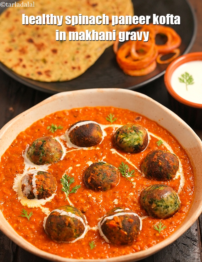 Step 38 – Serve <strong>palak paneer koftas in makhani gravy recipe | healthy spinach paneer kofta in makhani …