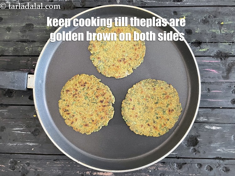 Step 46 – Keep cooking and flipping thepla till golden brown spots appear on both sides. Your mini …