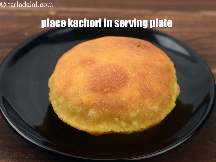 Step 41 – Place a raj kachori in a serving plate.