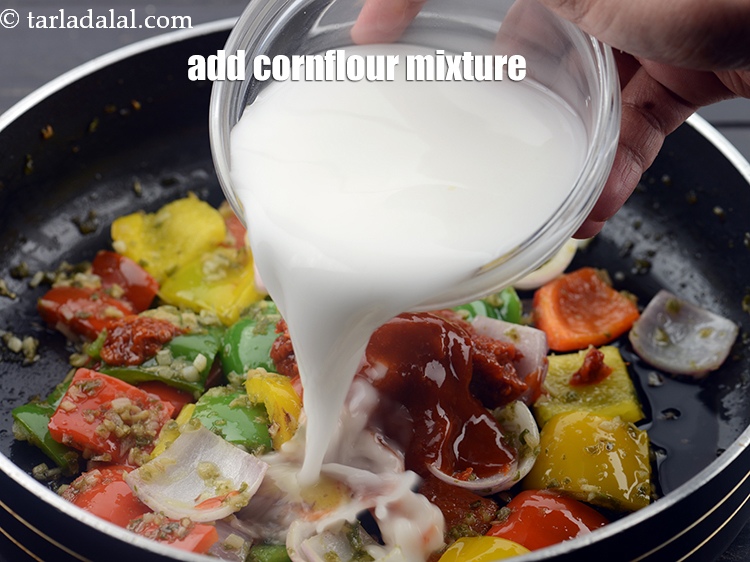 Step 38 – Add the cornflour mixture.