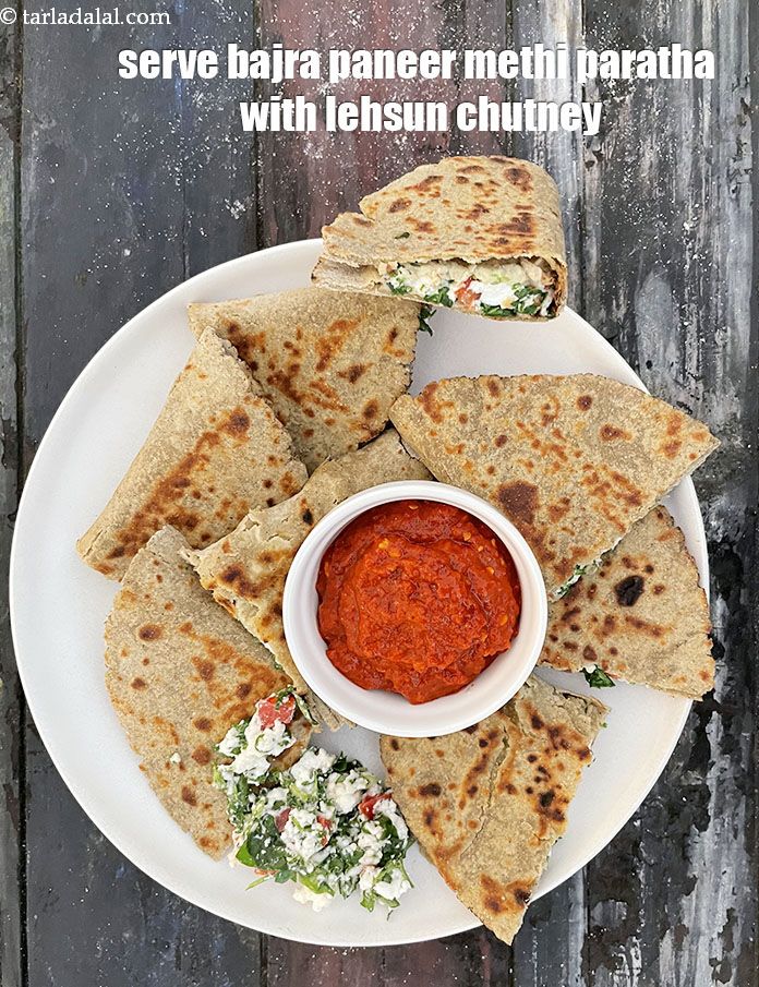 Step 41 – Serve <strong>stuffed bajra roti | bajra paneer paratha | healthy gluten free black millet paratha …