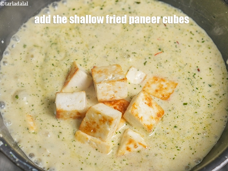 Step 39 – Add the shallow fried paneer cubes.