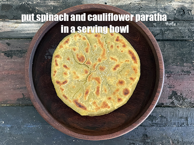 Step 42 – Place <strong>gobhi paneer palak paratha | spinach and cauliflower paratha | healthy Punjabi gobhi paratha …