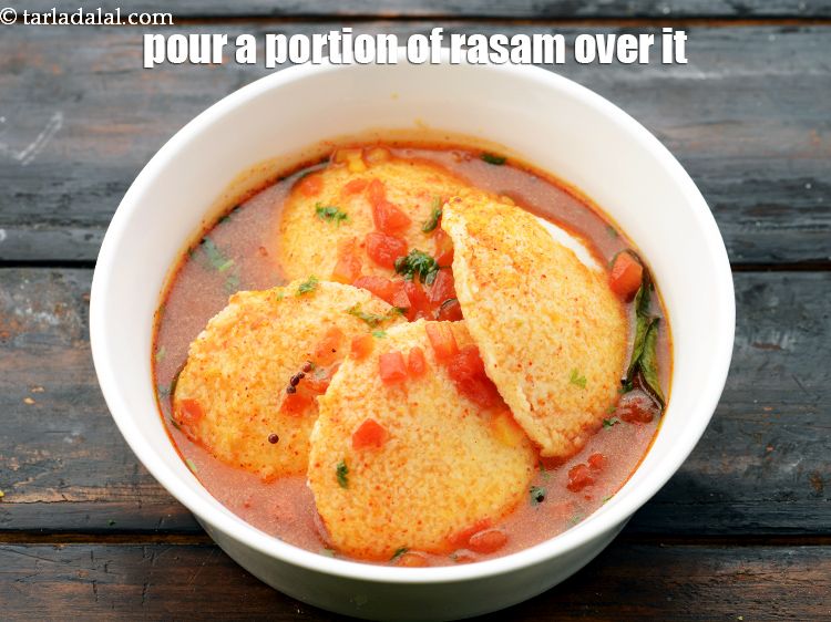 Step 45 – Pour a portion of hot rasam over it.