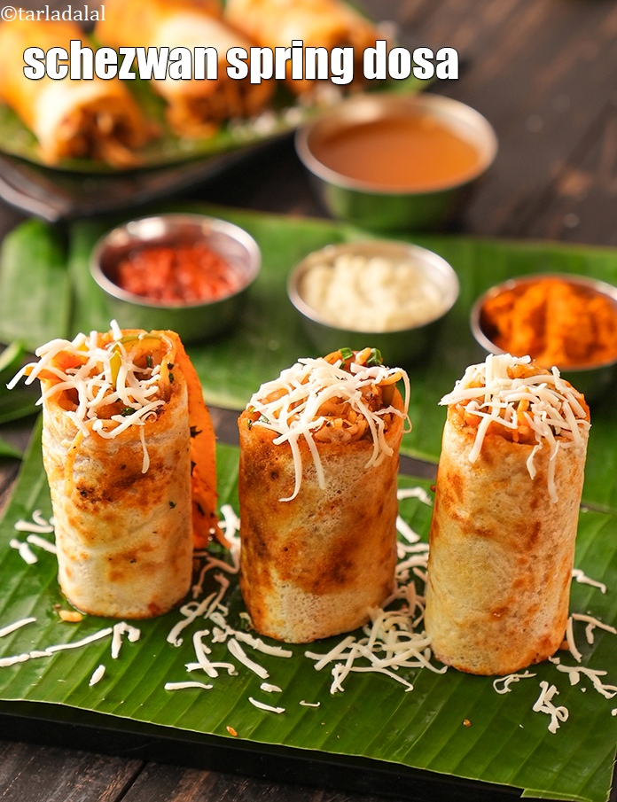 Step 40 – Serve <strong>spring roll dosa recipe | schezwan spring dosa | cheese spring dosa |</strong> immediately …