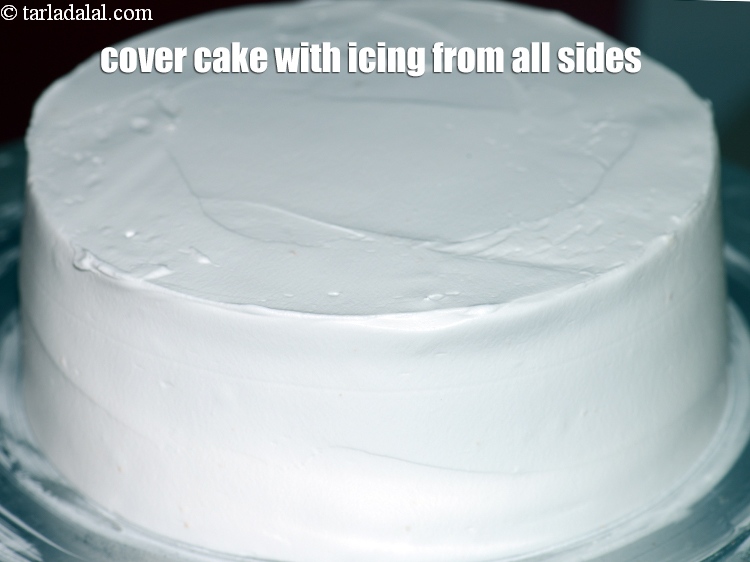 Step 42 – Cover the cake with the icing from all the sides using a palette knife or …