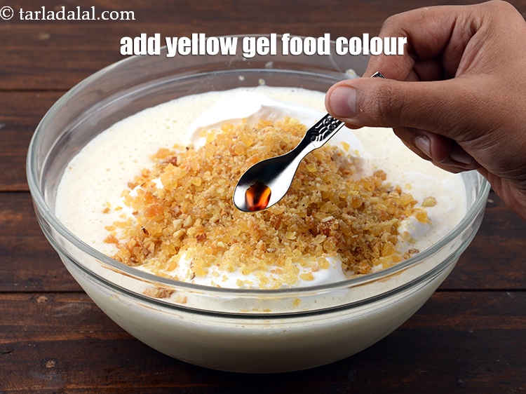 Step 40 – Add 2 drops of yellow gel food colour. This is added to get an attractive …