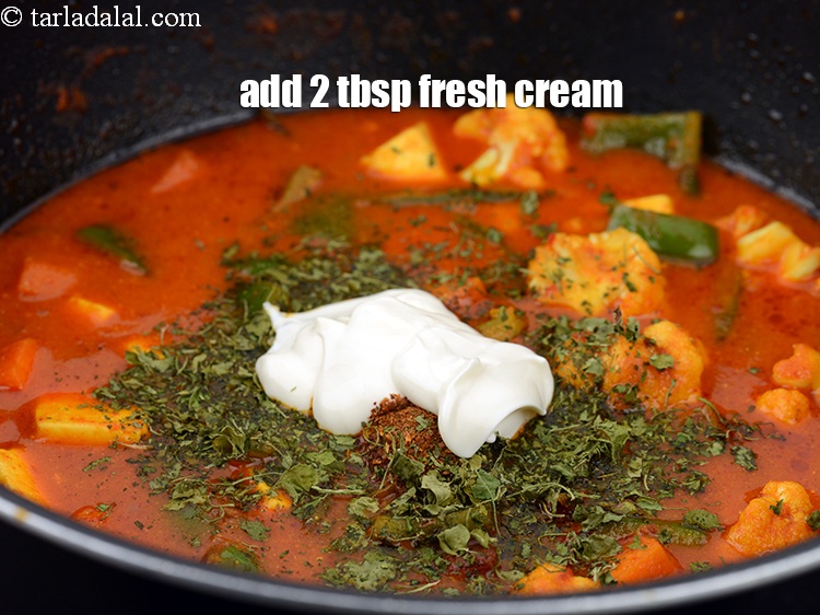 Step 41 – Add 2 tbsp <a href="https://www.tarladalal.com/glossary-fresh-cream-1877i">fresh cream</a>.