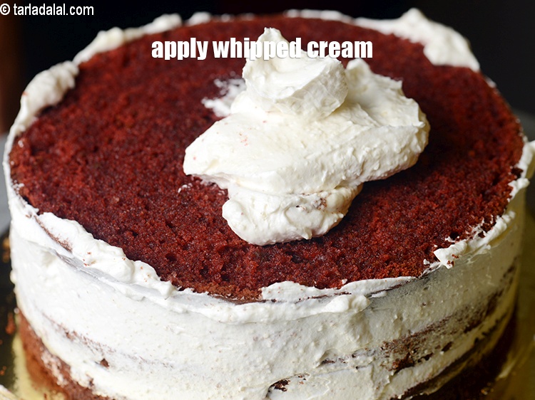Step 45 – Apply whipped cream on the top and on the sides of the cake.&nbsp;