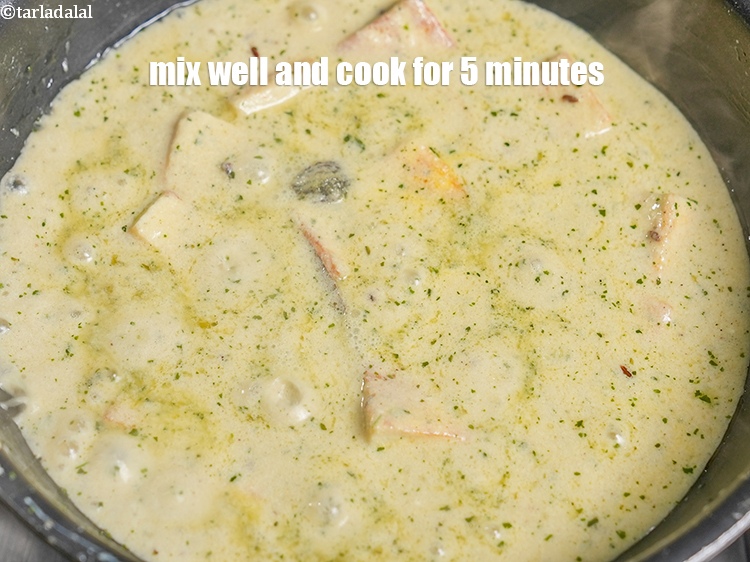 Step 41 – Mix well and cook on medium flame for 5 minutes, while stirring occasionally.