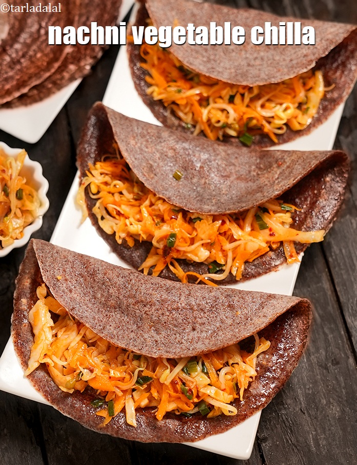 Step 40 – Serve <strong>nachni vegetable chilla</strong> immediately.