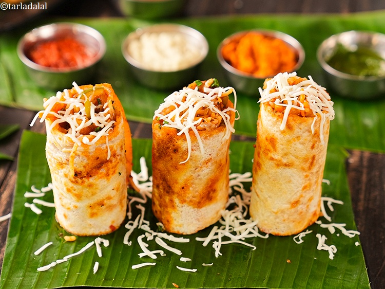 Step 41 – <strong>Spring roll dosa</strong> is a fusion dish that combines the crispiness of a dosa with …