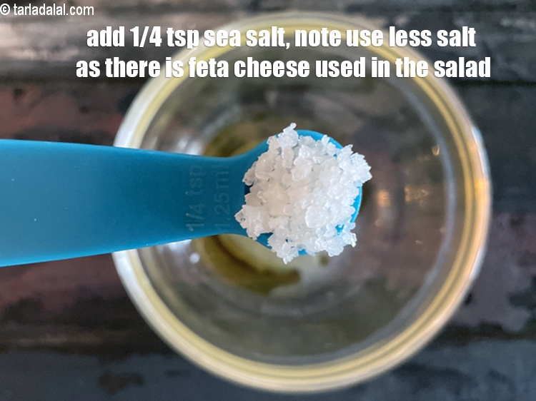 Step 5 – Add 1/4 tsp sea salt. <u><em>Note use less salt as we used used feta cheese …