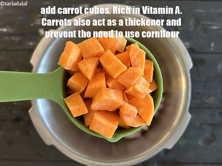 Step 47 – Add&nbsp;<!--%3Cmeta%20charset%3D%22UTF-8%22%20%2F%3E--><strong>1/2&nbsp;cup</strong>&nbsp;<a href="glossary-carrot-cubes-730i">carrot cubes</a>. Carrots act as a thickener in soup and can prevent the need …