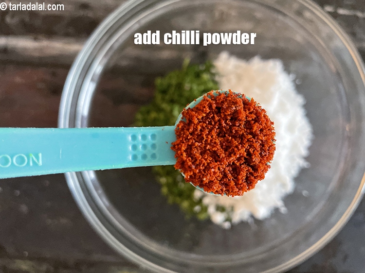Step 6 – Add&nbsp;<meta charset="UTF-8" /><meta charset="UTF-8" />1/2 tsp&nbsp;<a href="glossary-chilli-powder-red-chilli-powder-339i">chilli powder</a>.