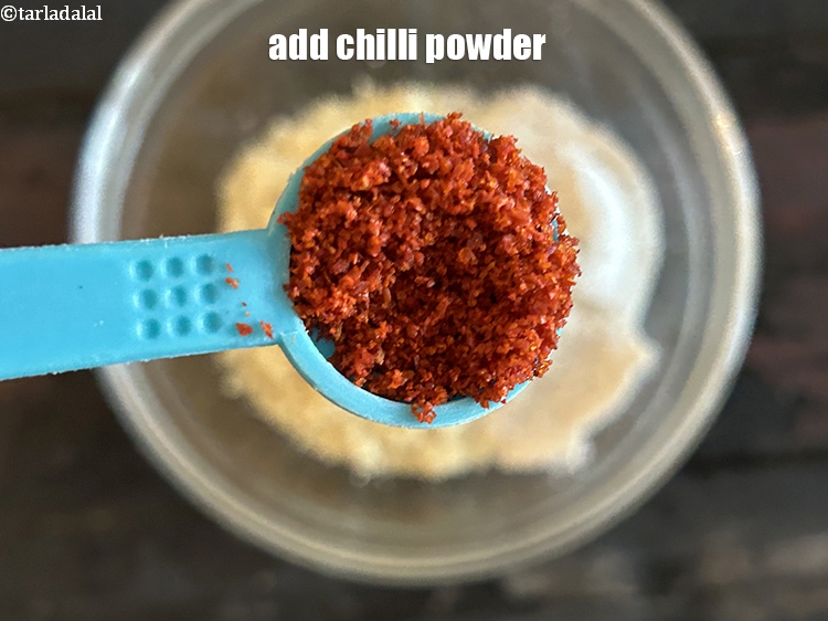 Step 5 – Add&nbsp;<meta charset="UTF-8" />1/2 tsp&nbsp;red&nbsp;<a href="glossary-chilli-powder-red-chilli-powder-339i">chilli powder</a>.