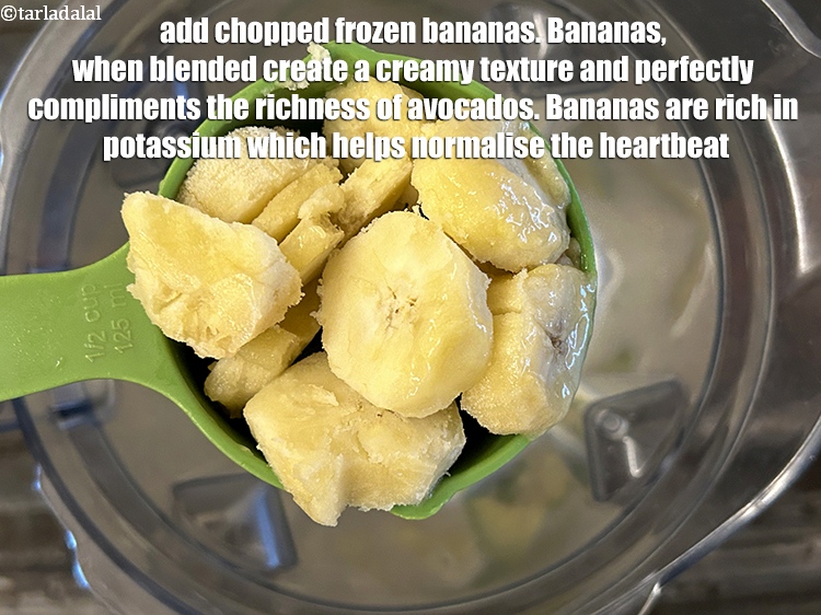 Step 13 – &nbsp; <meta charset="UTF-8" /> Add&nbsp;roughly&nbsp;<a href="glossary-chopped-bananas-20i">chopped frozen bananas</a>.&nbsp;Bananas, when blended, naturally create a luxurious creamy …