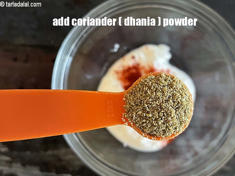 Step 7 – Add <strong>2&nbsp;tsp</strong>&nbsp;<a href="glossary-coriander-powder-dhania-powder-370i">coriander (dhania) powder</a>.