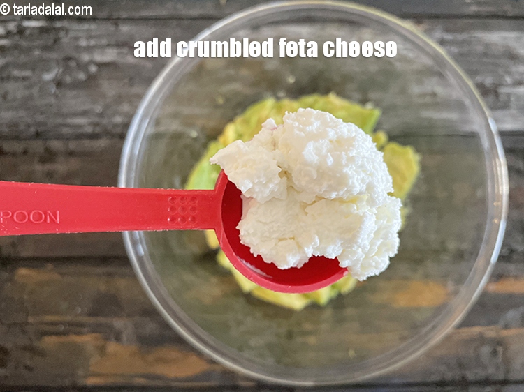 Step 5 – Add&nbsp;<meta charset="UTF-8" />5 tbsp&nbsp;crumbled soft&nbsp;<a href="glossary-feta-cheese-1025i">feta cheese</a>.