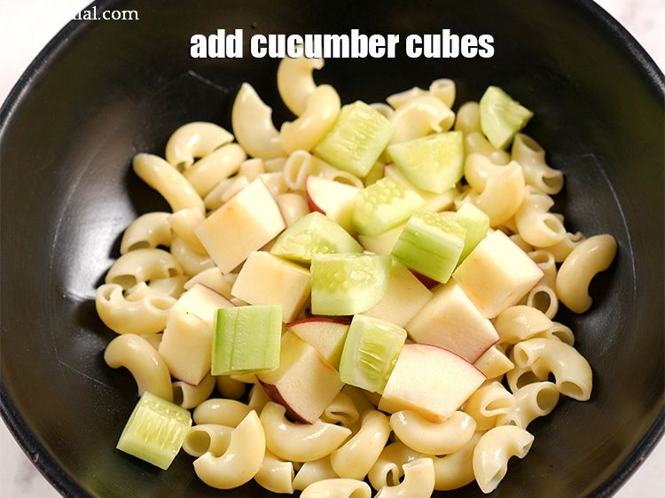 Step 5 – Add 1/4 cup&nbsp;<a href="https://www.tarladalal.com/glossary-cucumber-cubes-726i">cucumber cubes</a>.