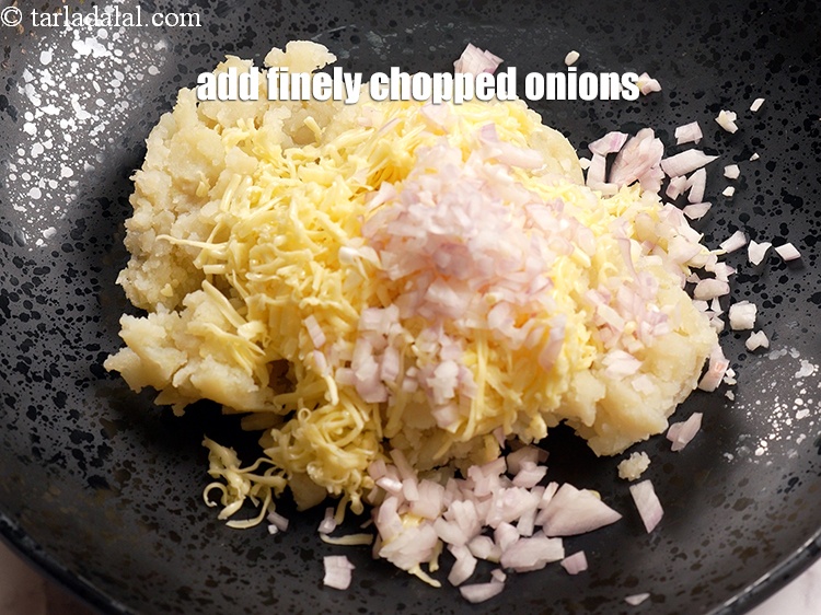 Step 5 – Add 1/4 cup&nbsp;finely&nbsp;<a href="https://www.tarladalal.com/glossary-chopped-onions-722i">chopped onions</a>.&nbsp;